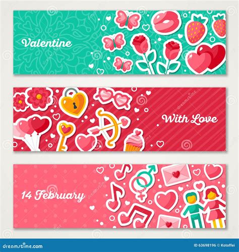 Valentines Horizontal Banners Set Stock Vector Illustration Of Flyer