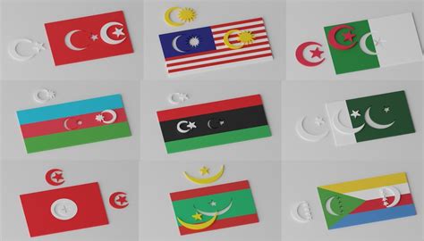 3D model Islamic Muslim Countries Flags Collection VR / AR / low-poly | CGTrader