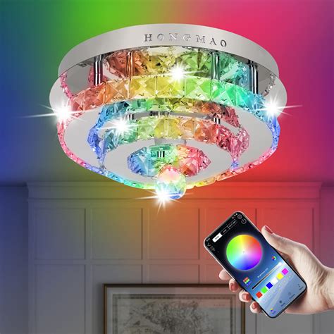 Buy Smart RGB Crystal Ceiling Light Flush LED WiFi 2 Rings Color