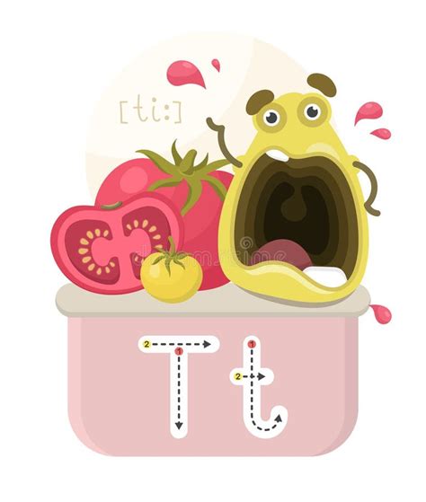 Letter T And Character Two Stock Vector Illustration Of Grammar