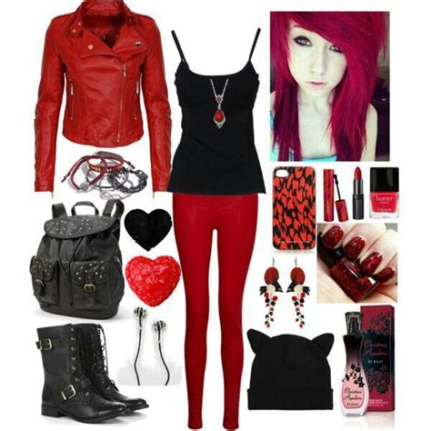 Red And Black Again Fashion Emo Fashion Scene Outfits