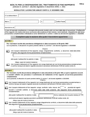 Compilabile Online SCELTA PER LA DESTINAZIONE DEL TRATTAMENTO DI FINE