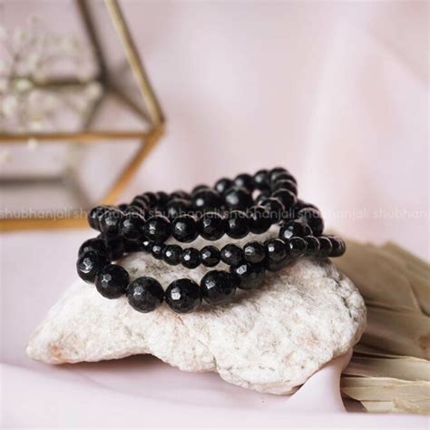 Black Tourmaline Bracelet Buy Online Black Tourmaline Round Faceted