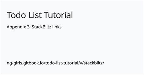 Appendix Stackblitz Links Todo List Tutorial