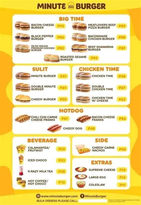 Minute Burger Menu Philippines 2024 Philippine Menus