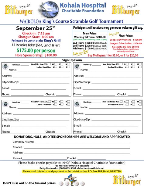 Golf Tournament Sign Up Template