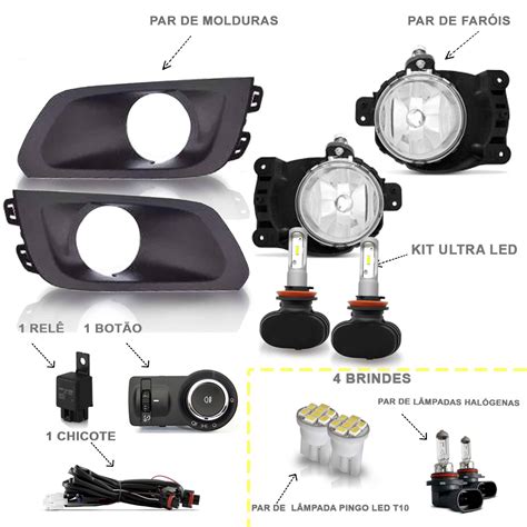 Farol Milha Prisma Onix Lt 2017 2018 Ultra Led 4 Brindes R 329 00