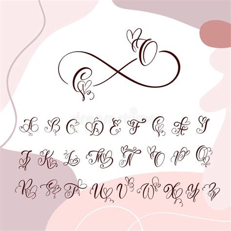 Handwritten Heart Calligraphy Monogram Alphabet Valentine Cursive Font