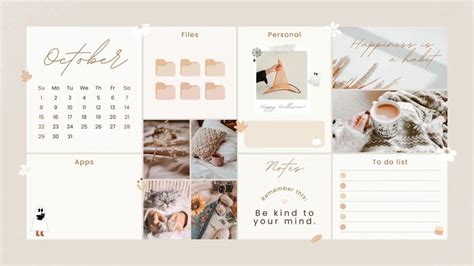 Beige Brown Minimal Aesthetic Collage October 2023 Calendar Organizer