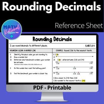 Rounding Decimals Reference Sheet By Math Rational Middles Tpt