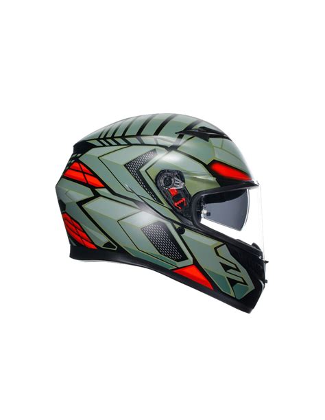 Agv Casco Integrale K 3 E2206 Mplk Decept Matt Black Green Red Taglia