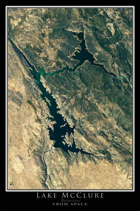 The Lake Mcclure California Satellite Poster Map