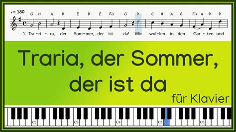 Trarira Der Sommer Der Ist Da Text Und Noten Mit Buchstaben