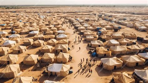 Premium Photo | Refugee crisis A vast refugee camp with makeshift tents ...