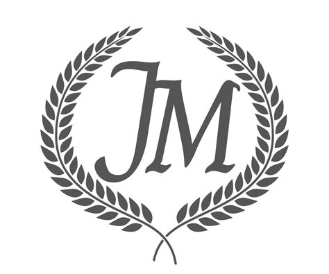 Initial Letter J And M Jm Monogram Logo Design With Laurel Wreath