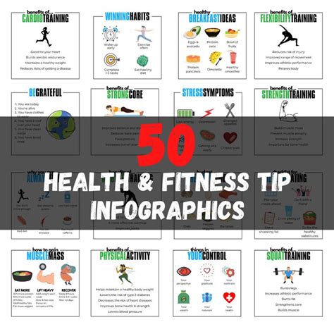 50 Health & Fitness Tips Infographics - Etsy