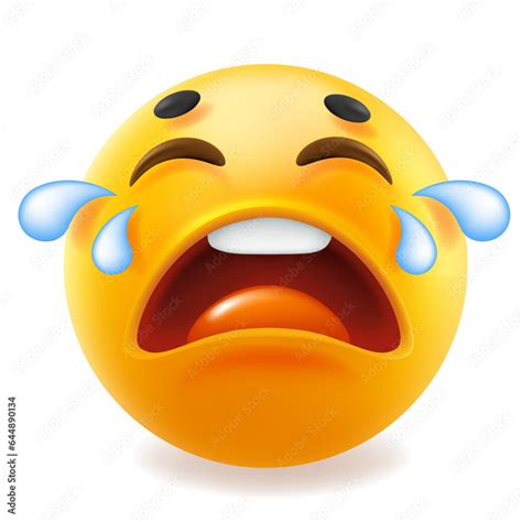 D Vector Style Design Of Funny Sad Cry With Tear Emoji For Social