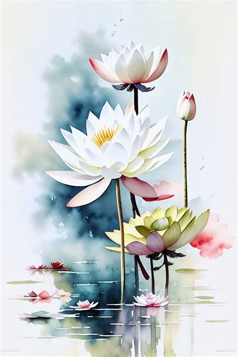 Pin By Ancuta Serban On Nuferi Watercolor Flower Art Lotus Flower