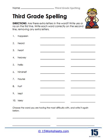 3rd Grade Spelling Words Worksheets 15