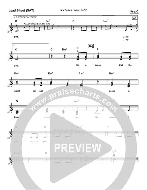 My Peace Sheet Music Pdf Maranatha Singers Praisecharts