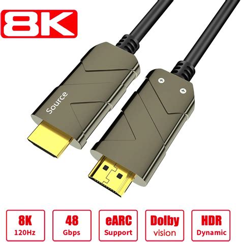 Amazon 8k 光ファイバー Hdmi ケーブル15m、ugomi 光ファイバhdmi 2 1ケーブルは 8k 120 Hz、4k