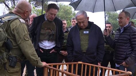 Elon Musk visits Kfar Aza kibbutz with Israeli PM Netanyahu