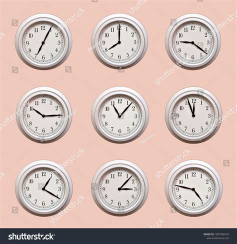 Same Clocks Showing Different Times Hanging Stock Photo 1581086524 | Shutterstock