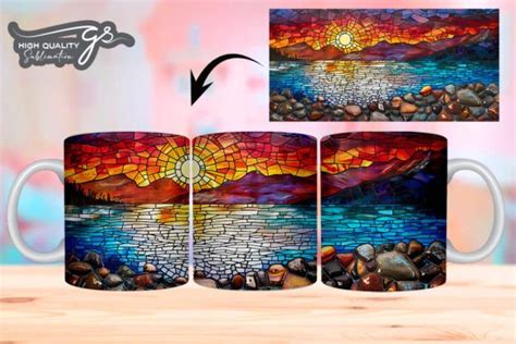 Stained Glass Sunset Mug Wrap Bundle Bundle Creative Fabrica