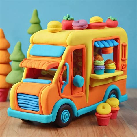 Rounded Cartoon Food Truck | Stable Diffusion Online