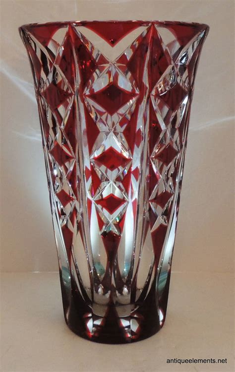 A Palatial Saint Louis Crystal France Ruby Red Overlay Cut To Clear Large Vase At 1stdibs