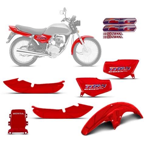 Kit Carenagem Adesivos Honda Cg Titan 125 Vermelha 1996 Submarino