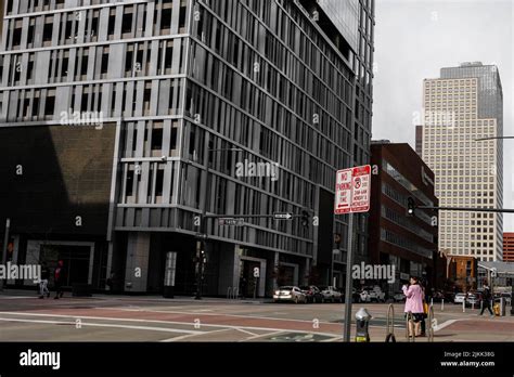 A Beautiful Shot Of A Crosswalk In The Downtown Street In Denver Usa