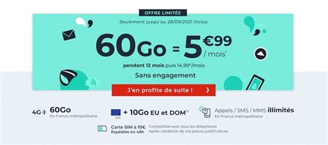 Cdiscount Mobile forfait 60 Go à 5 99 par mois pendant 1 an sans