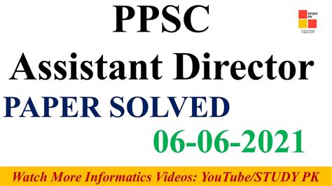 Ppsc Assistant Director 06 06 2021 Ppsc Assistant Director Paper Held On 06 06 2021 Ppsc Past