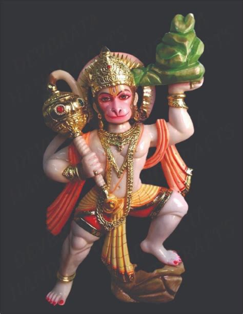 Debabrata Handicrafts White Marble Veer Hanuman Statue For Temple