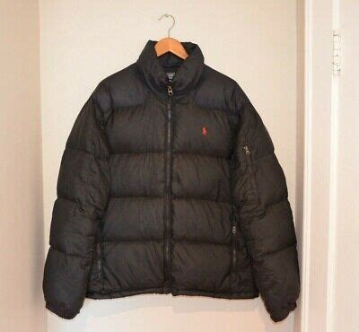 Vintage Polo Ralph Lauren Quilted Down Puffer Jacket Size Large L Black