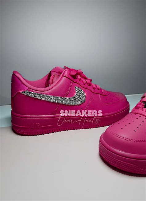 Bling HOT PINK Air Force 1 With Rhinestone Swoosh Logos Gifts for Her ...