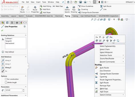 How To Add A Solidworks Routing Pipe Slope To Your Bom