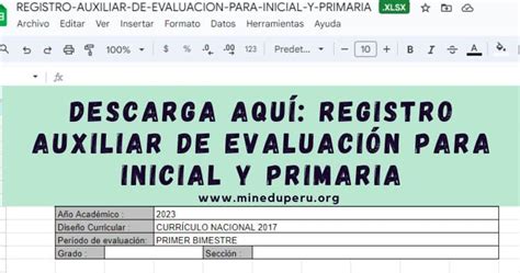 DESCARGA AQUÍ REGISTRO AUXILIAR DE EVALUACIÓN PARA INICIAL Y PRIMARIA