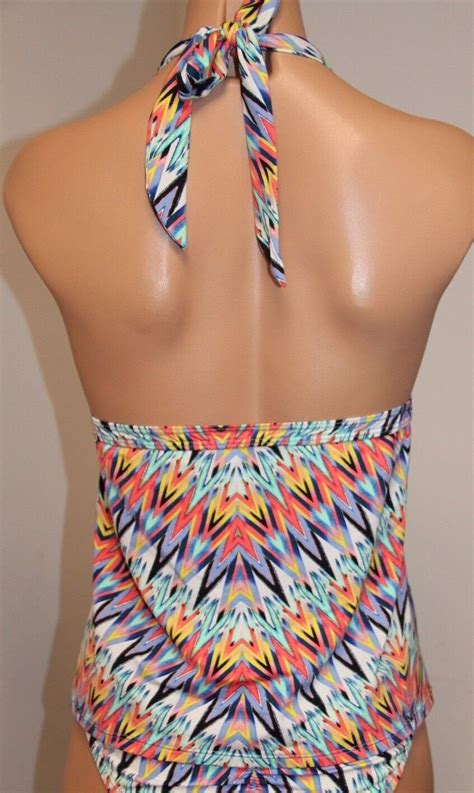 NWT Bar III Swimsuit Bikini Top Size S Halter Multi Rays EBay