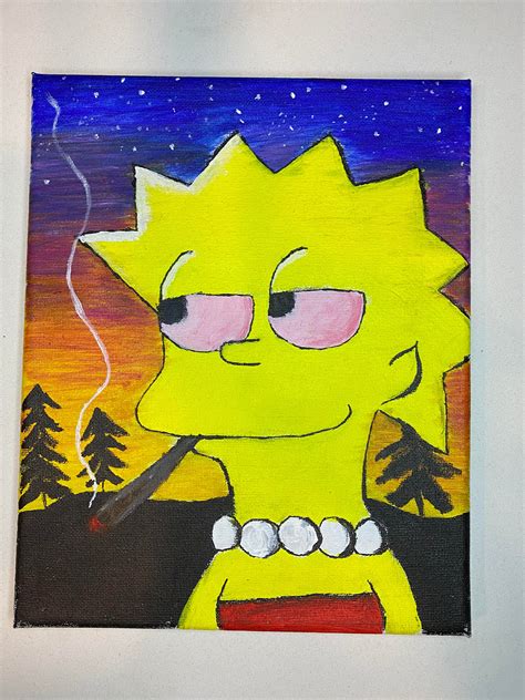 Cartoon Paintings Simpsons, Stoned Lisa and Bart - Etsy UK