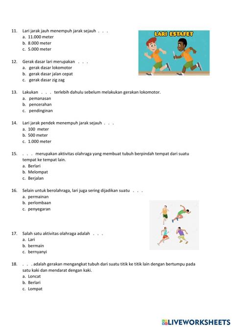 Gerakan Lokomotor Activity Live Worksheets