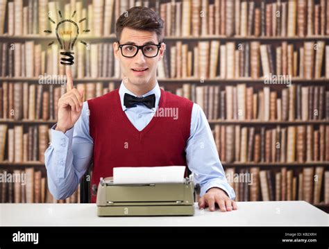 Old Fashioned Writer With New Idea Stock Photo Alamy