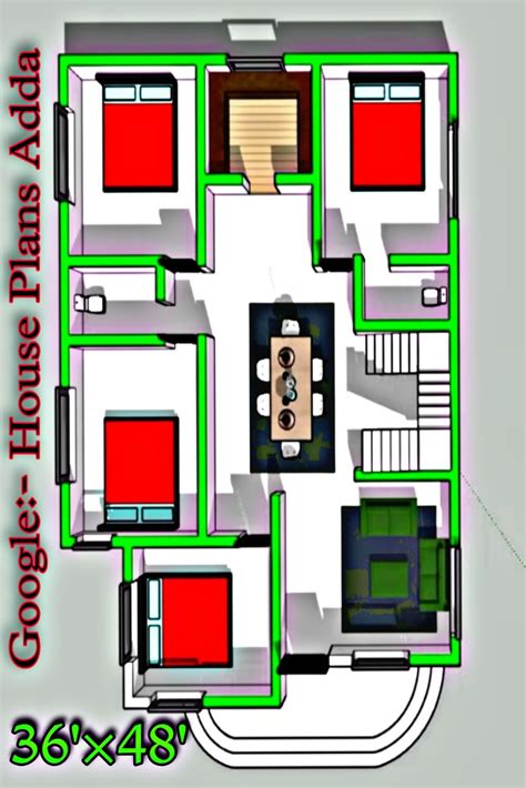 4BHK House Plan 36 48 Floor Plan 2bhk House Plan Free House Plans