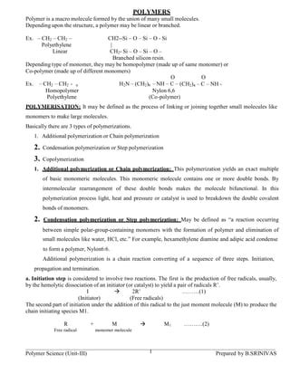 Unit 3 Polymers PDF