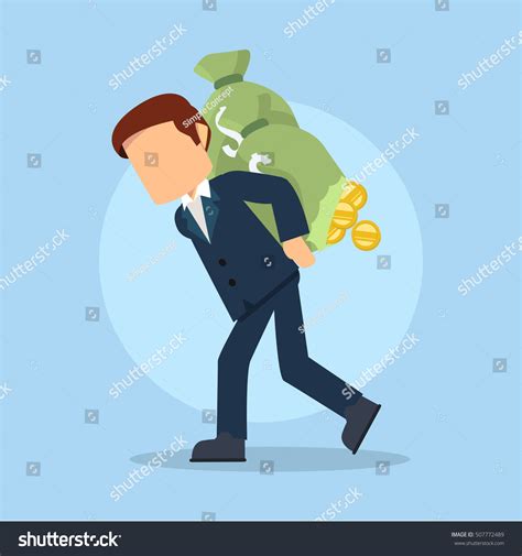 Businessman Carrying Damaged Money Sack Stock Vector Royalty Free