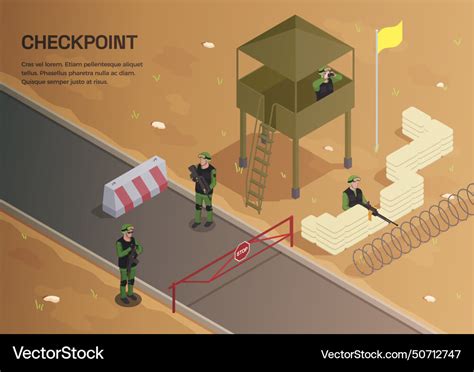 Military Checkpoint Outdoor Background Royalty Free Vector