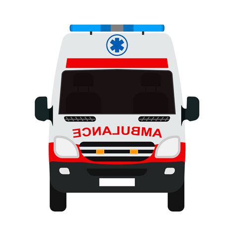 Ambulance Van Flat Vector Front View Help Emergency Auto Red