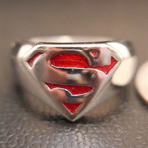 DC Comics Superman Male Stainless Steel Red Enamel Lo Gem