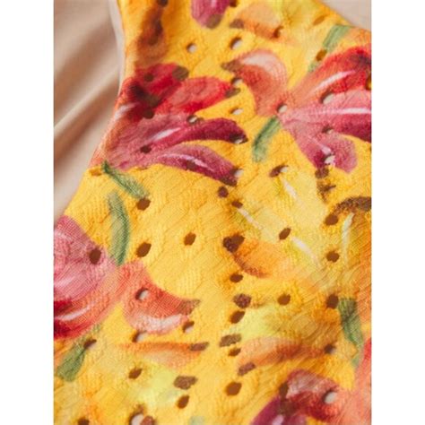 FARM Rio Swim Farm Rio Banana Sunshine Print Bikini Bottom Tropical Swiss Dot Yellow New